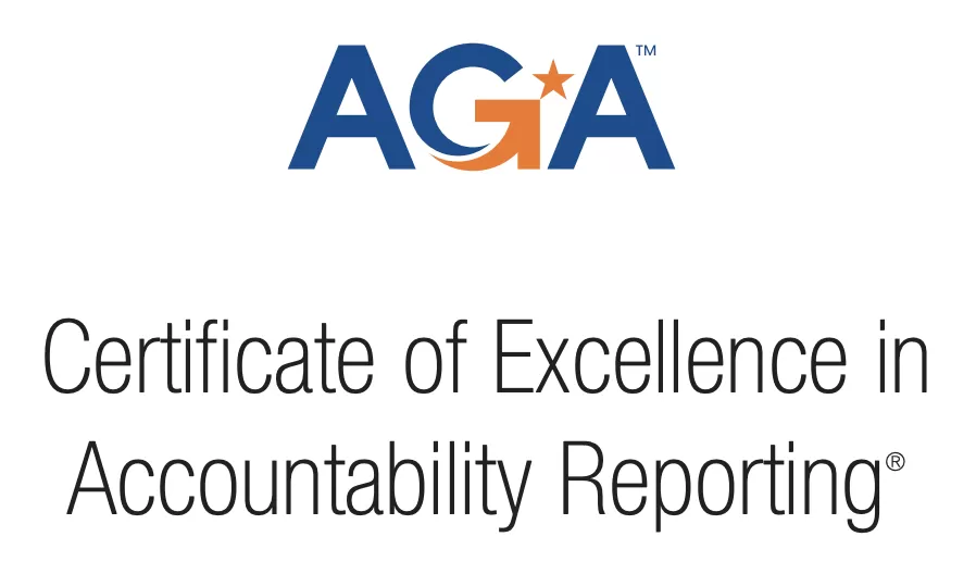 TEXT: AGA Certificate of Excellence in Accountability Reporting